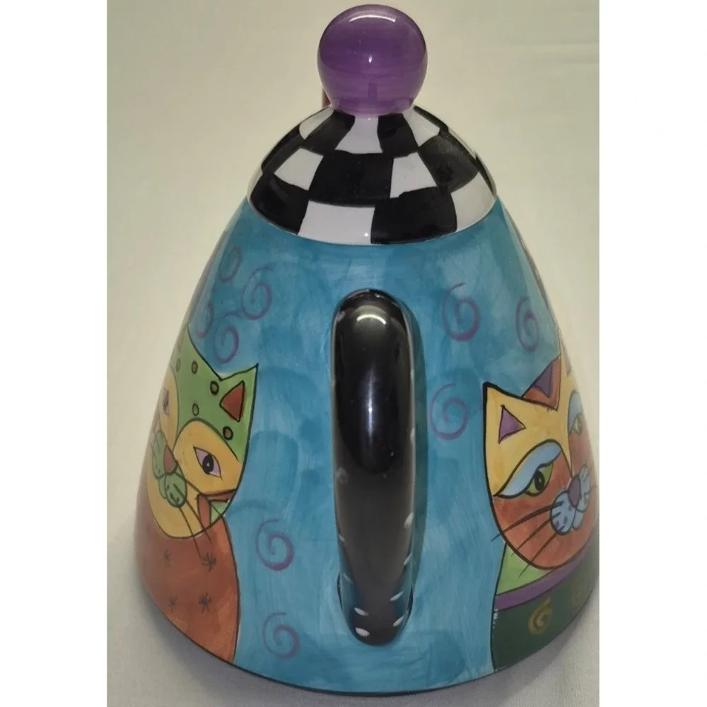 VTG‎ Collectible Milson & Louis Ceramic hand painted teapot whimsical cat art
